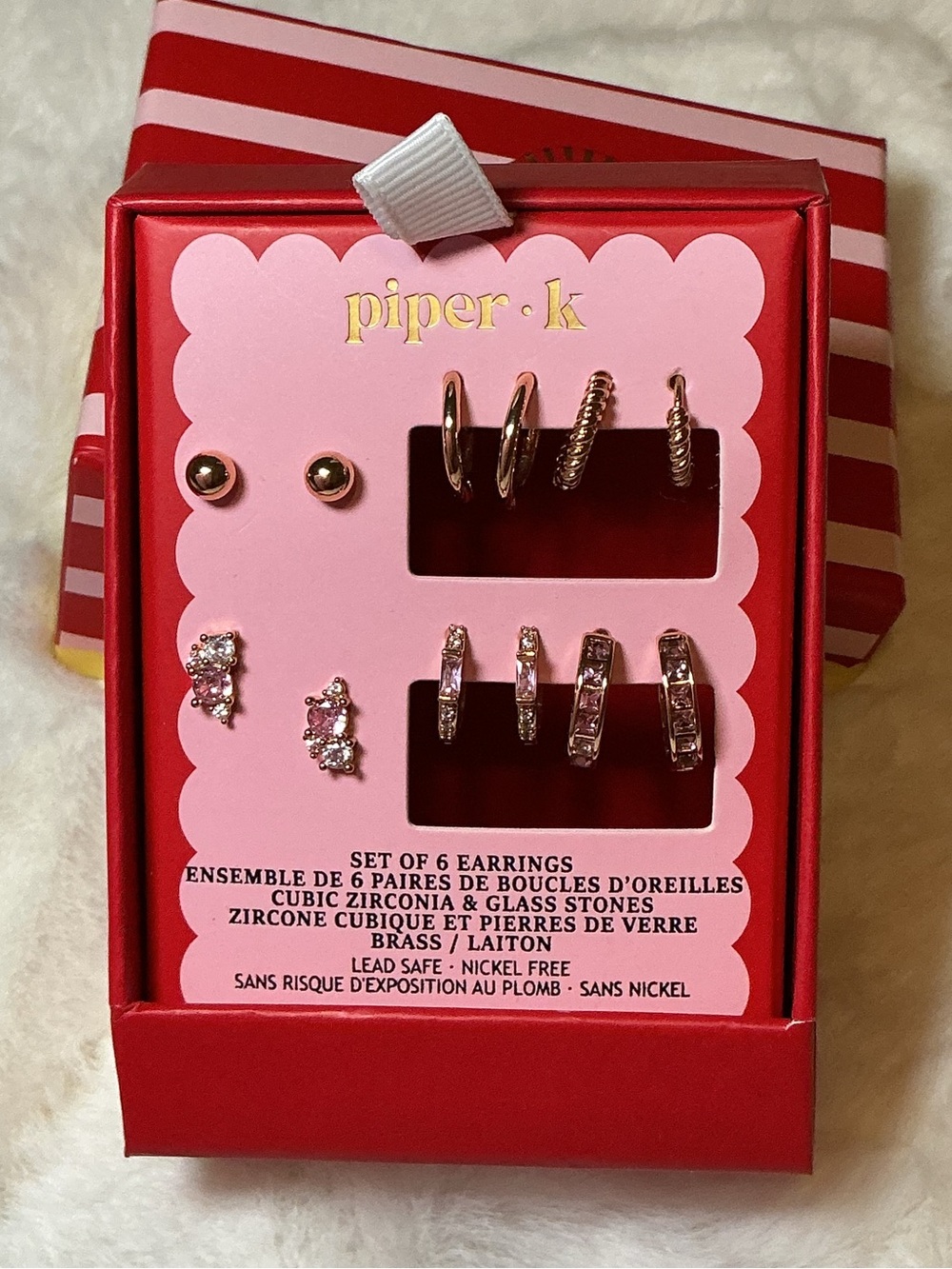 Piper K Earring Set in Pink and Gold